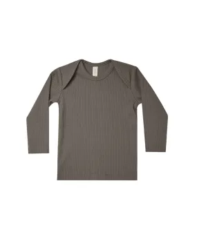 Ribbed Longsleeve Lap Tee – Charcoal