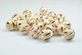 100 PCs Rose Gold Plated Carved Round Beads 6mm/8mm/10mm Diamond Cut For Jewelry Making