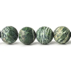 10mm Matte Green Zebra Jasper plain rounds Large 1mm Hole 15 inch 38 beads