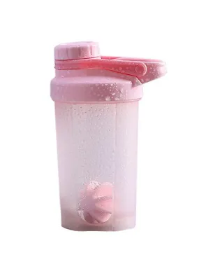 12*18CM pink Fitness water bottle outdoor sports portable stirring protein powder shaker cup with stirring ball AZ13261