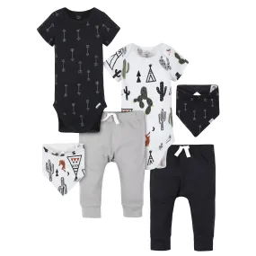 6-Piece Baby Boys Desert & Arrows Organic Onesies Bodysuits, Pants, & Bandana Bibs