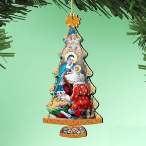 Adoration Nativity Tree Wooden Ornaments by G. DeBrekht - Nativity Holiday Decor - 8128833