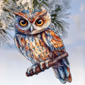 Alaskan Great Horned Owl Wooden Ornaments by G.Debrekht - Wildlife Holiday Décor - 8710004-2