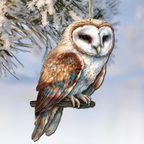 Alaskan Short-eared Owl Wooden Ornaments by G.Debrekht - Wildlife Holiday Décor - 8710004-4