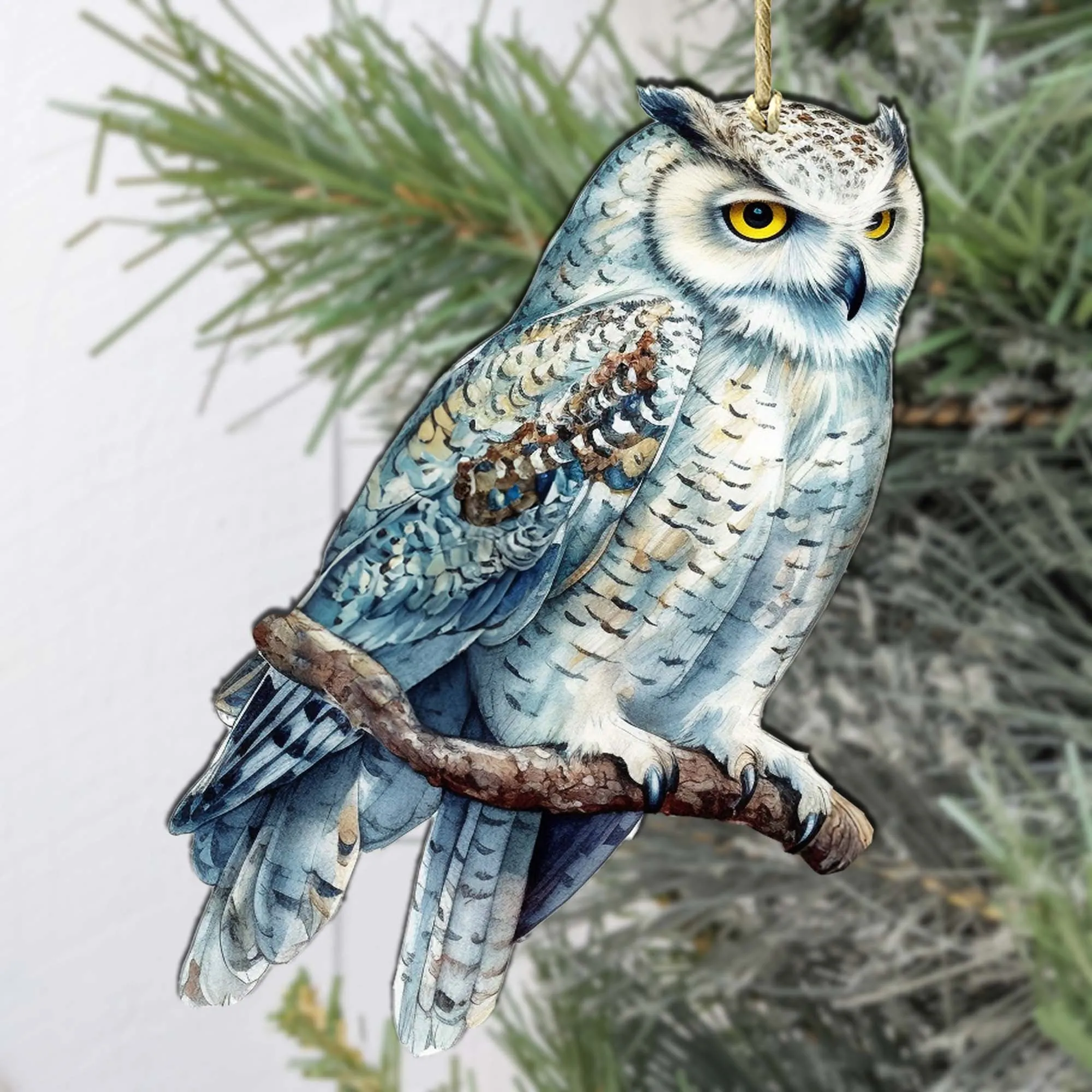 Alaskan Snowy Owl Wooden Ornaments by G.Debrekht - Wildlife Holiday Décor - 8710004-5