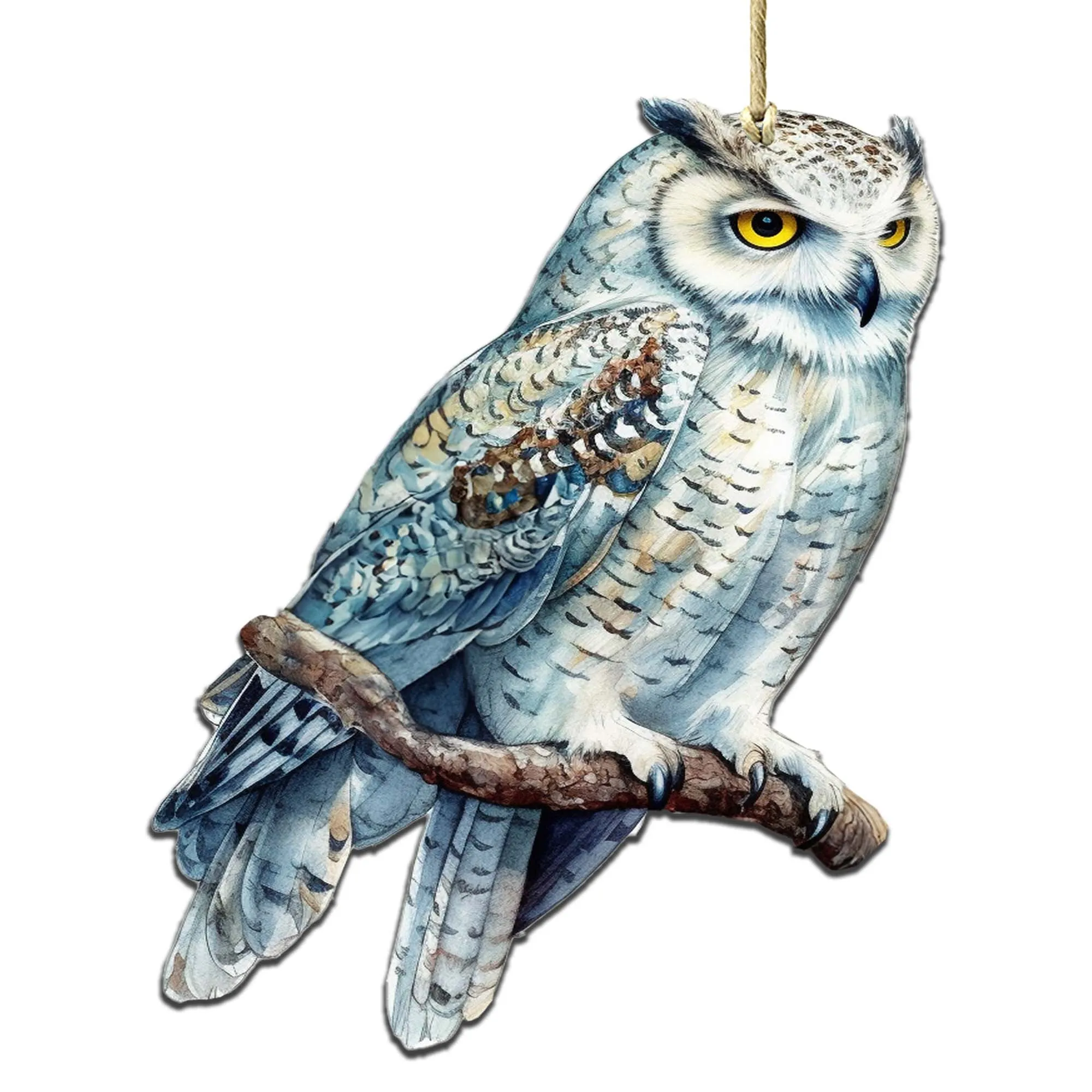 Alaskan Snowy Owl Wooden Ornaments by G.Debrekht - Wildlife Holiday Décor - 8710004-5