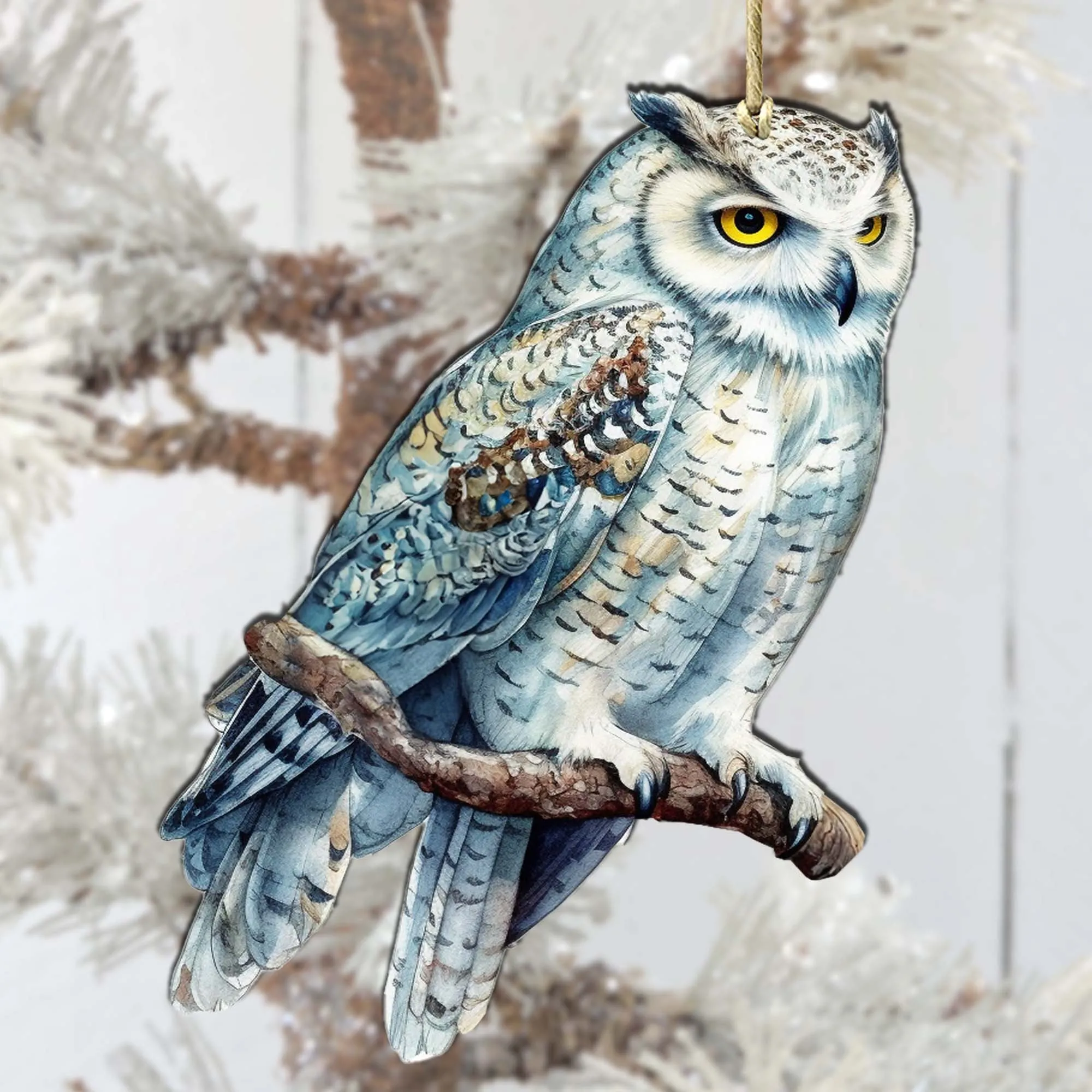 Alaskan Snowy Owl Wooden Ornaments by G.Debrekht - Wildlife Holiday Décor - 8710004-5