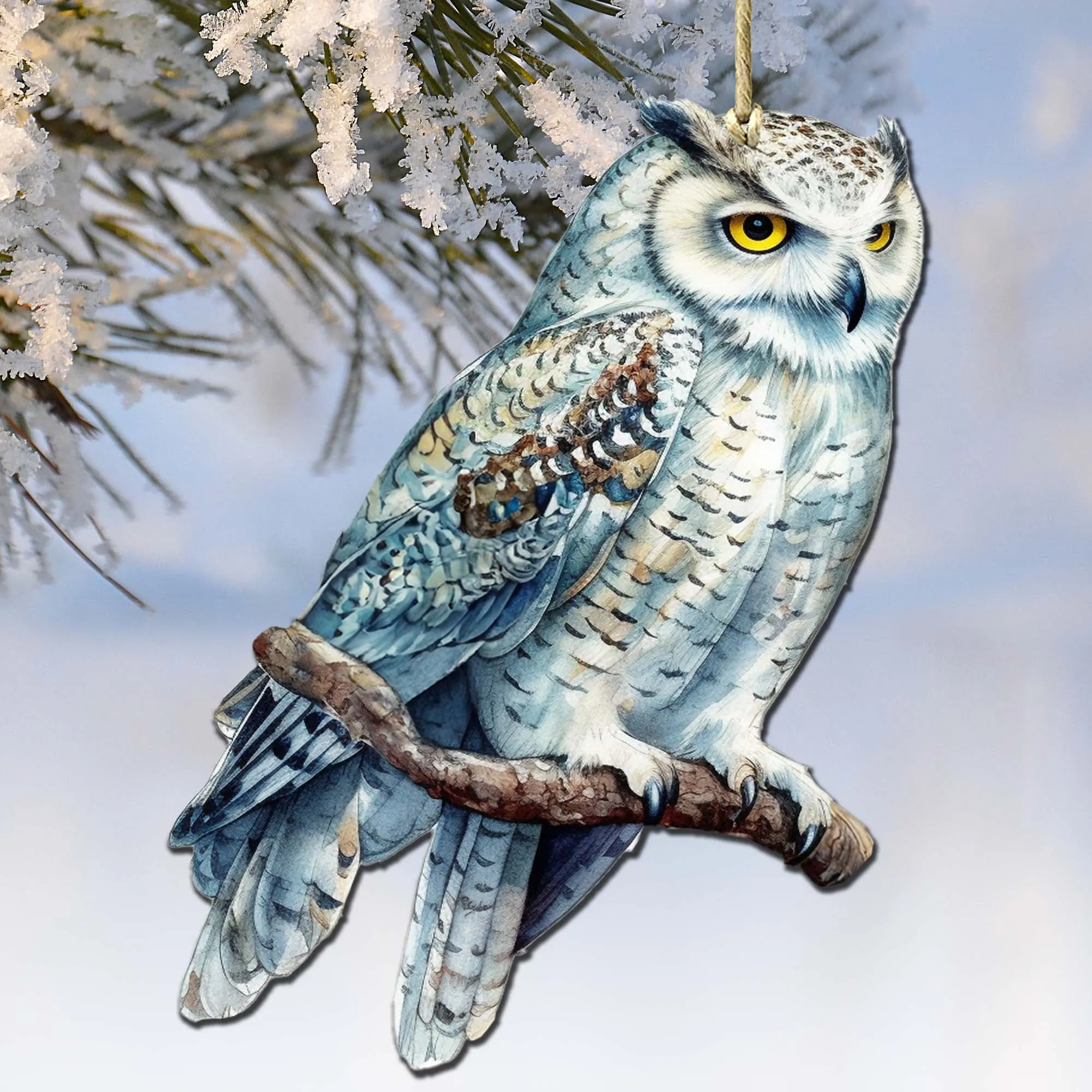 Alaskan Snowy Owl Wooden Ornaments by G.Debrekht - Wildlife Holiday Décor - 8710004-5