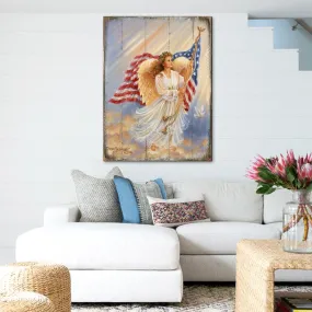 American Angel Art Wooden Wall Art by D. Gelsinger - American Patriotic Décor - 95655B-0107