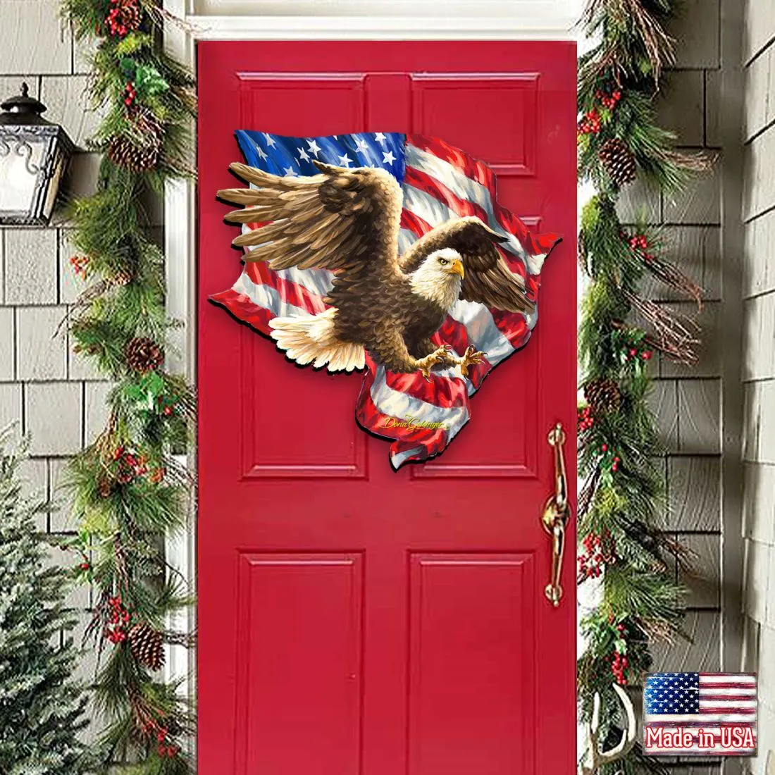 American Liberty Eagle Holiday Door Decor by D. Gelsinger - American Christmas Decor - 8461052H-1432