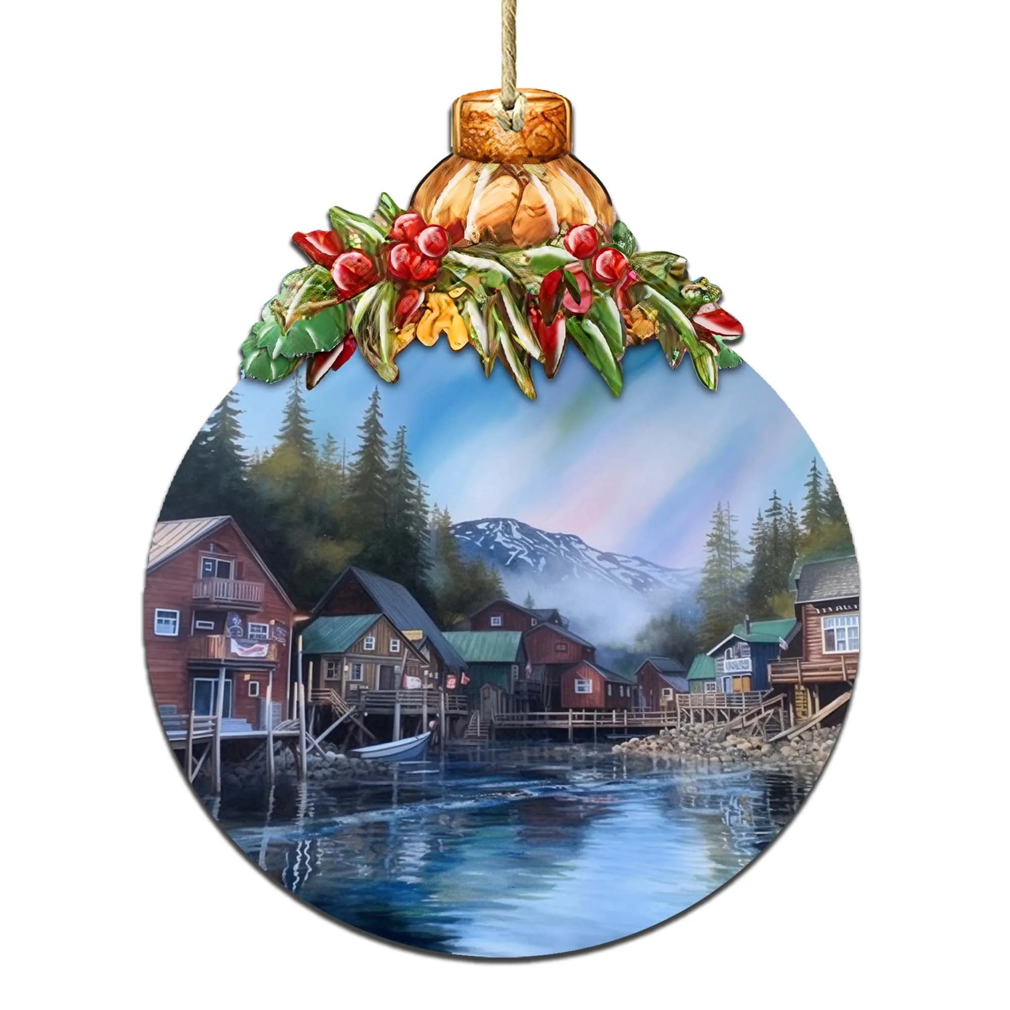 Arctic Mountain Homes Wooden Ornaments by G.Debrekht - Wildlife Holiday Décor - 870014