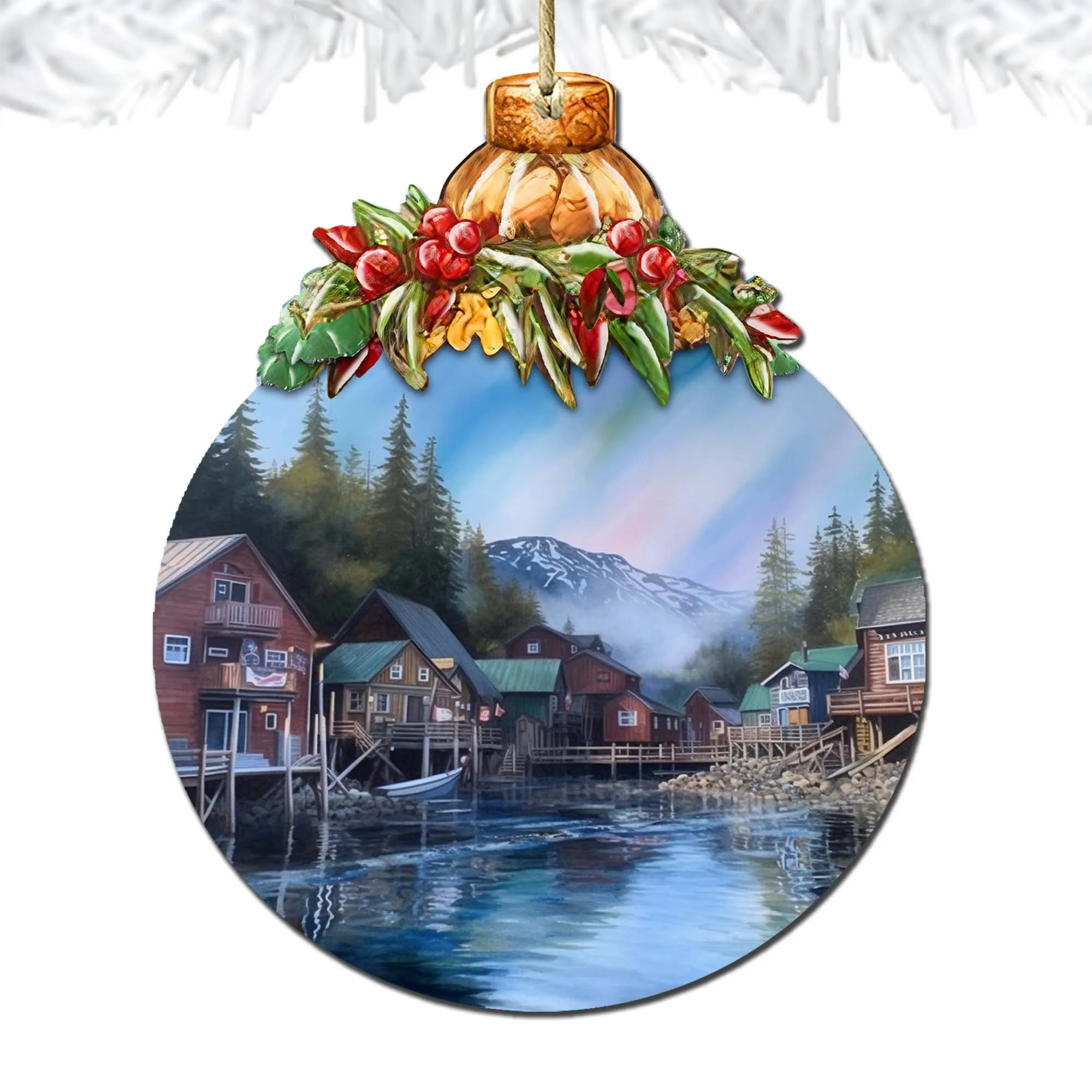 Arctic Mountain Homes Wooden Ornaments by G.Debrekht - Wildlife Holiday Décor - 870014