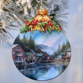 Arctic Mountain Homes Wooden Ornaments by G.Debrekht - Wildlife Holiday Décor - 870014