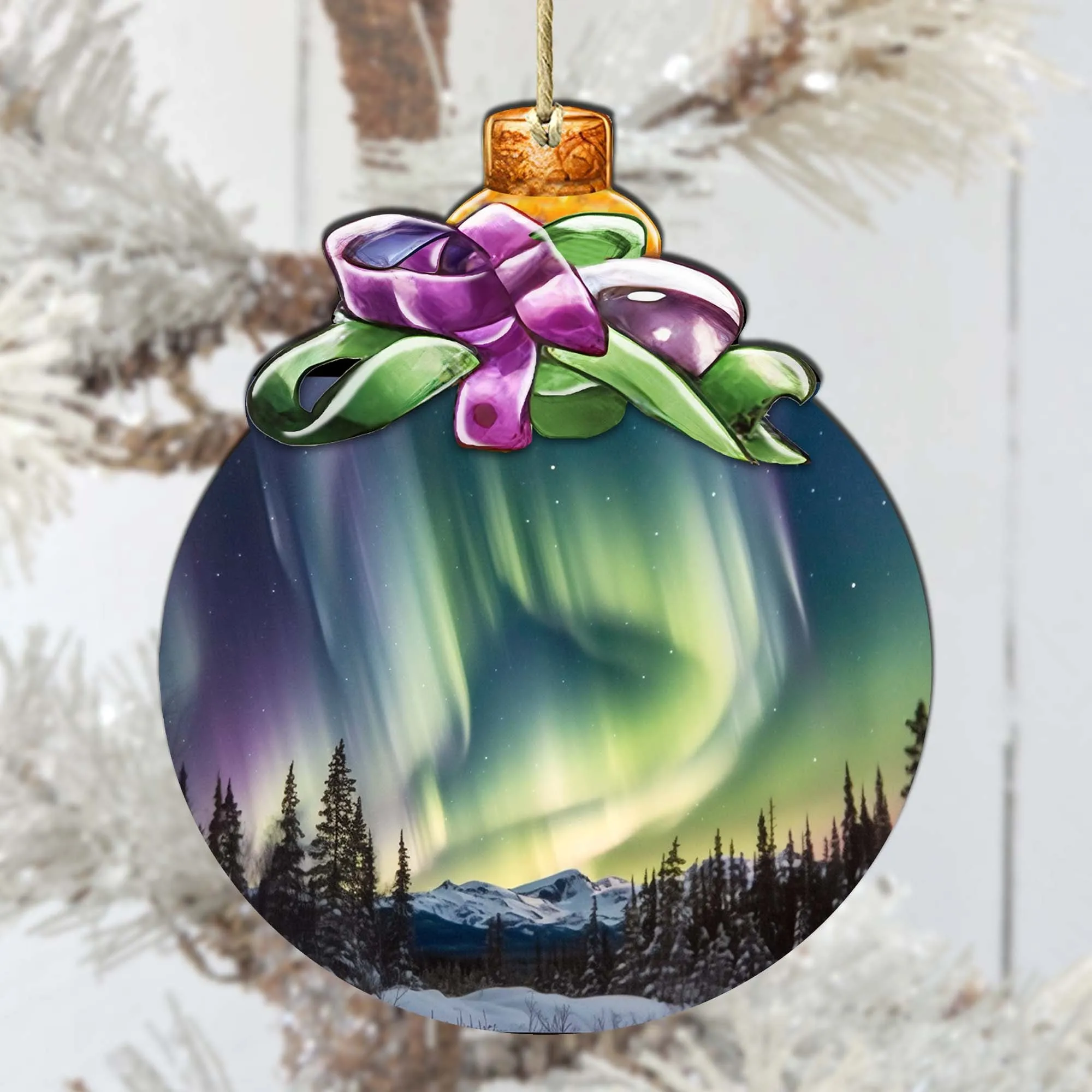 Aurora Borealis Brilliance Wooden Ornaments by G.Debrekht - Wildlife Holiday Décor - 870025