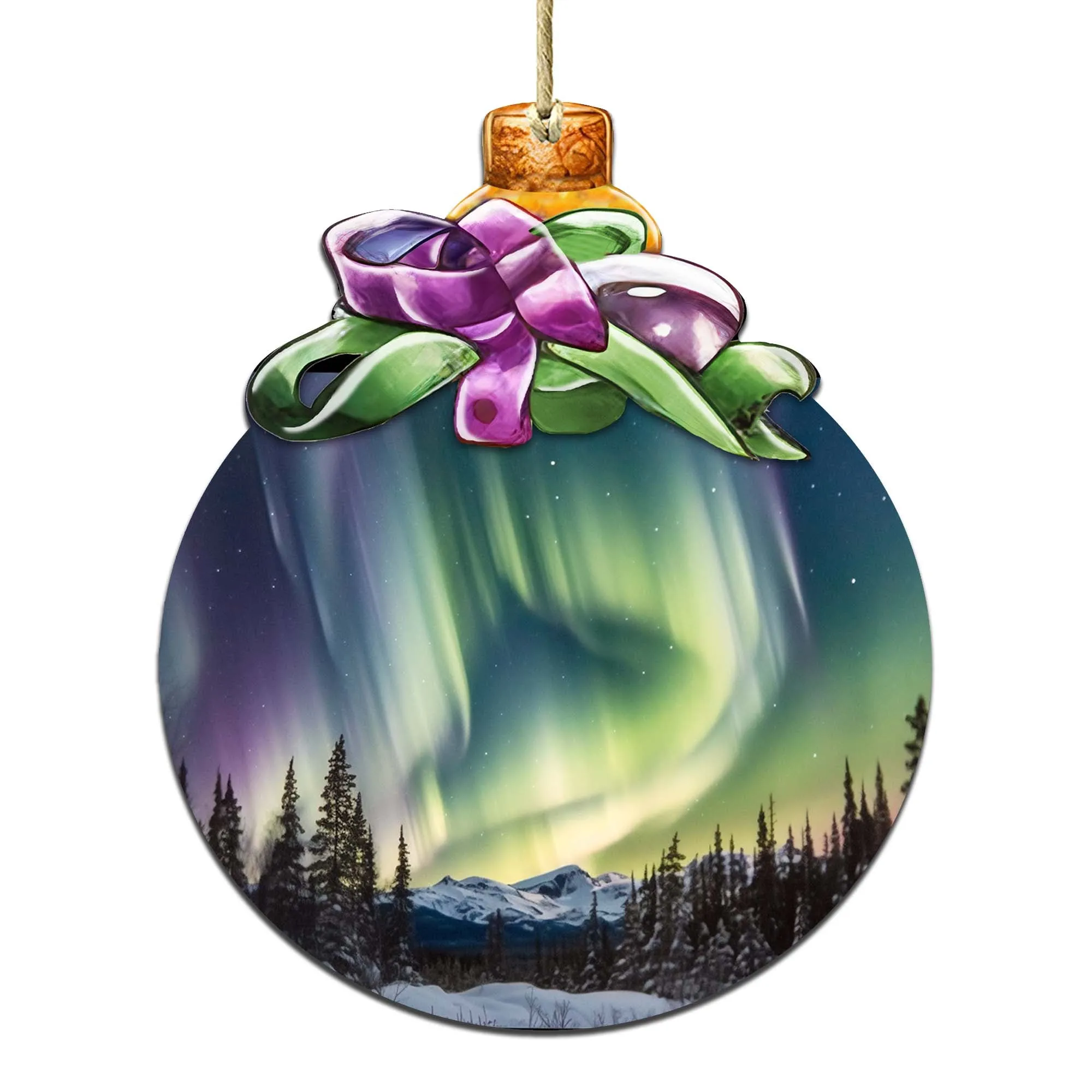 Aurora Borealis Brilliance Wooden Ornaments by G.Debrekht - Wildlife Holiday Décor - 870025