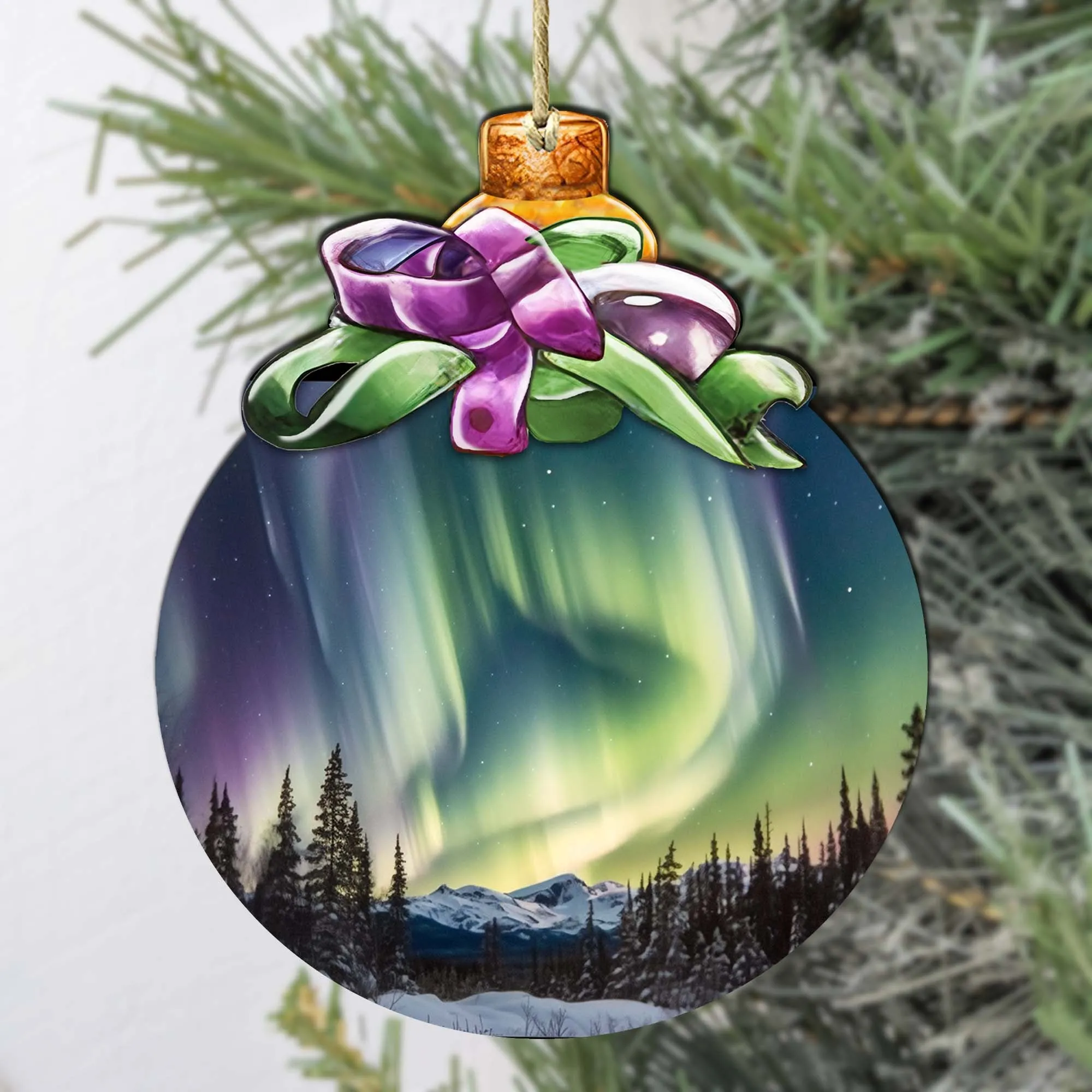 Aurora Borealis Brilliance Wooden Ornaments by G.Debrekht - Wildlife Holiday Décor - 870025