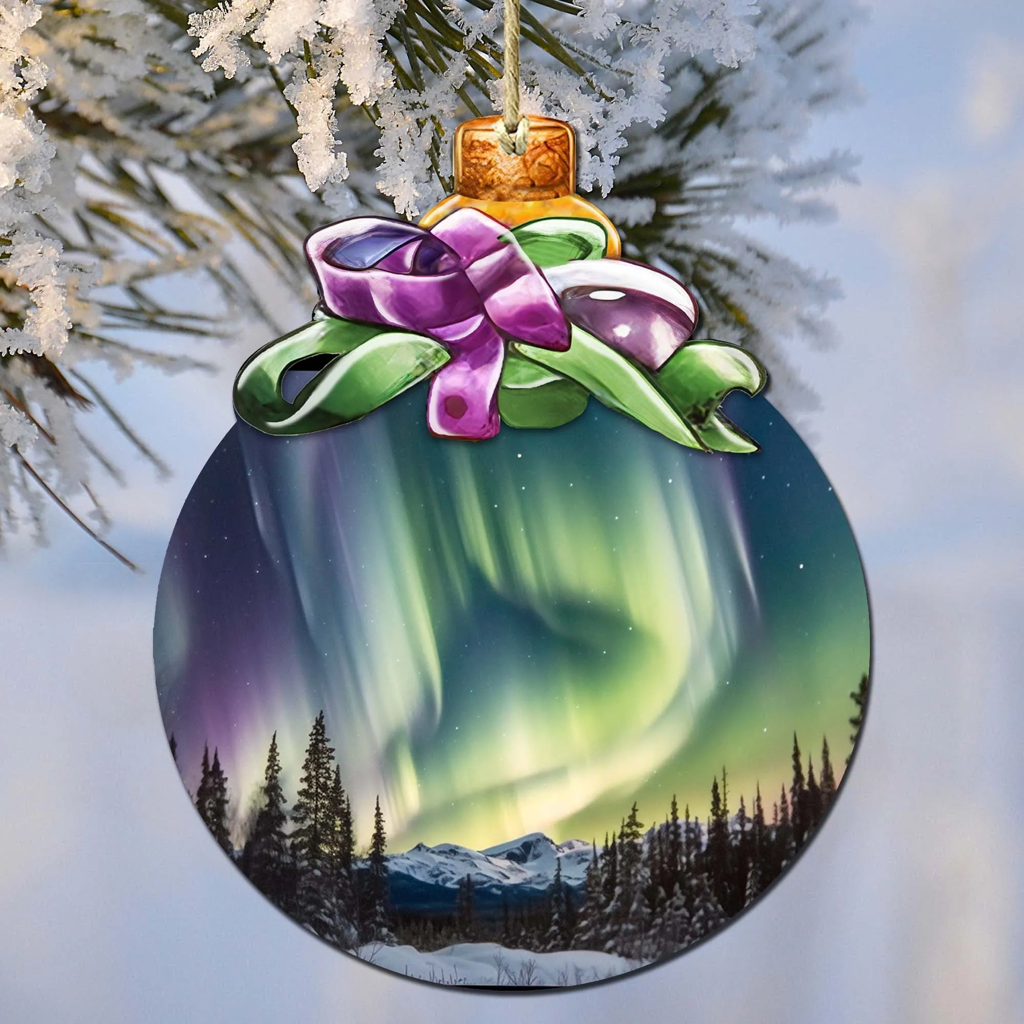 Aurora Borealis Brilliance Wooden Ornaments by G.Debrekht - Wildlife Holiday Décor - 870025