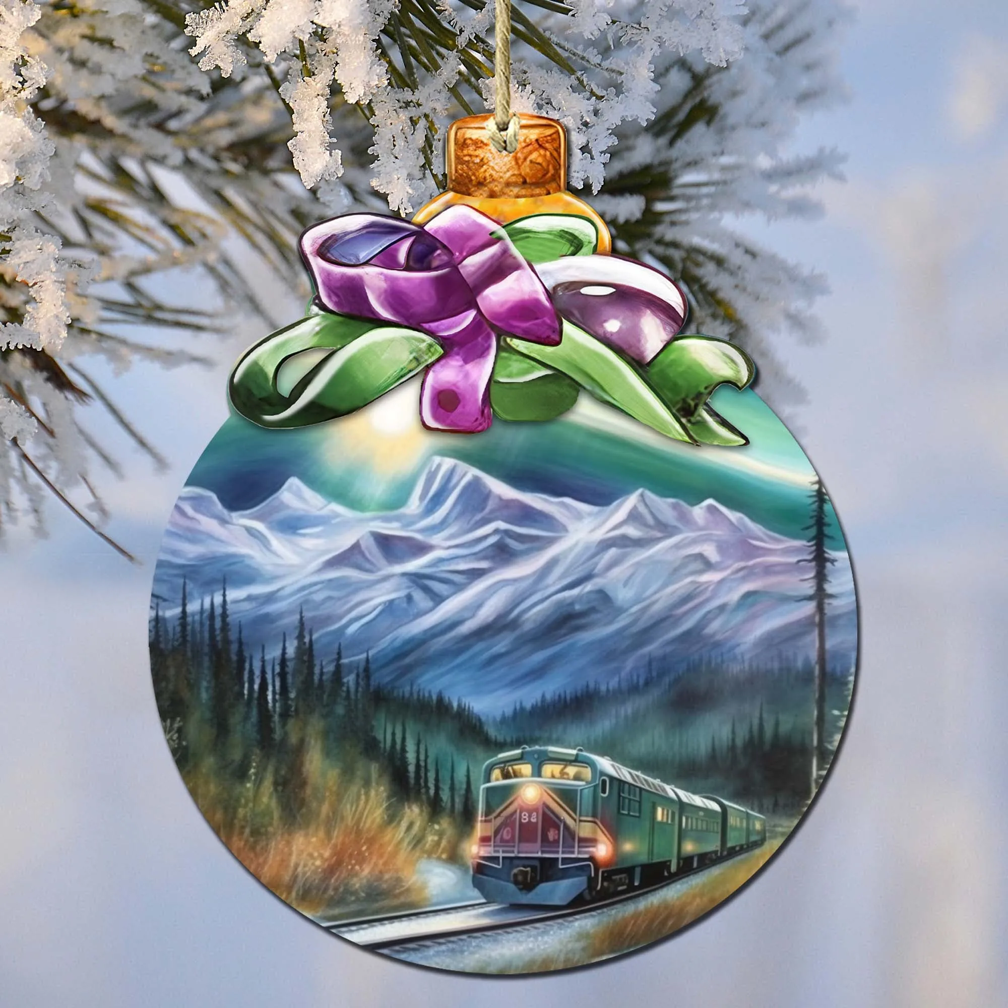 Aurora Borealis Railway Wooden Ornaments by G.Debrekht - Wildlife Holiday Décor - 870017