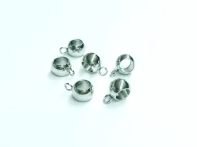 Bail, Stainless Steel, 8x11mm, 5.5mm hole, 4 Pieces | 不鏽鋼珠帶吊圈，8x11mm, 5.5mm孔，4個