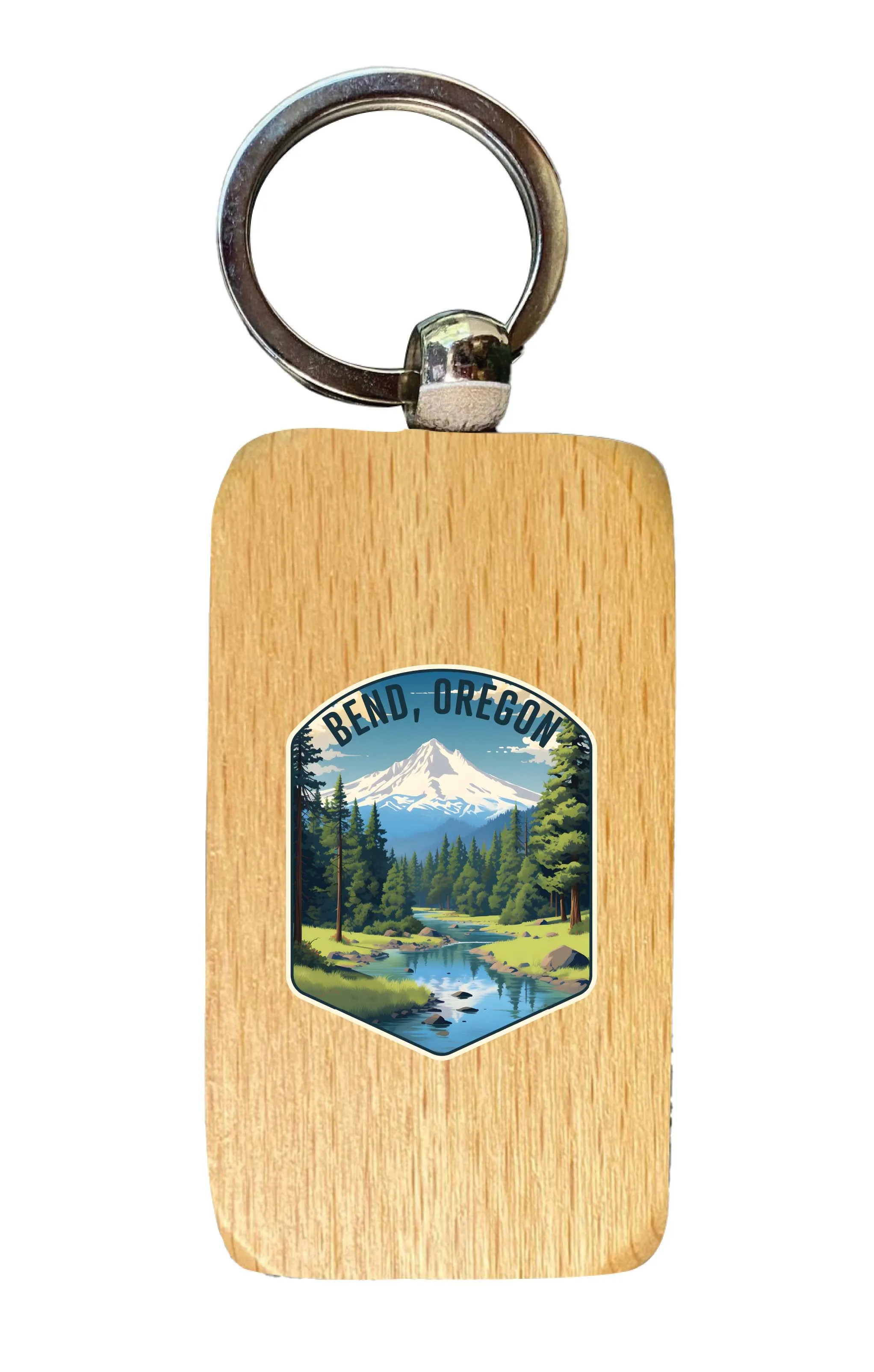 Bend Oregon Design B Souvenir 2.5x1-Inch Souvenir Wooden Keychain