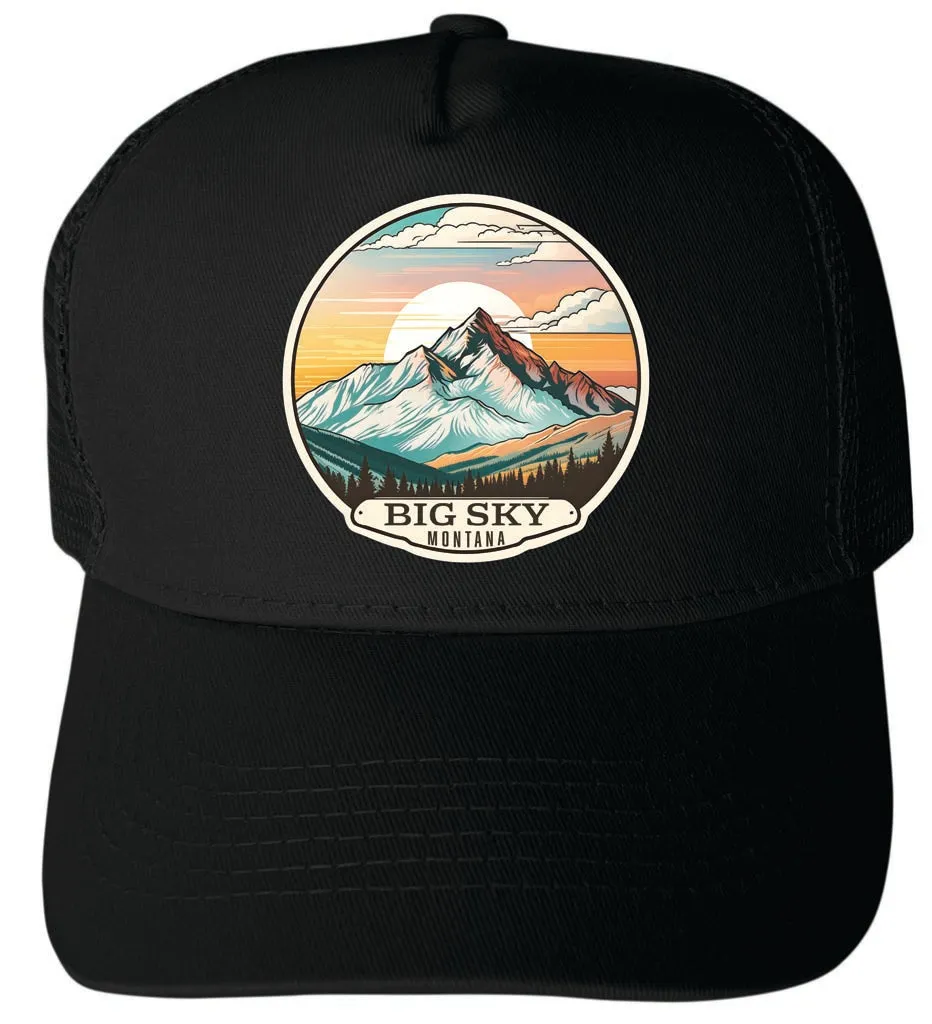 Big Sky Montana Design C Unisex Mesh Back Trucker Hat with Adjustable Snapback