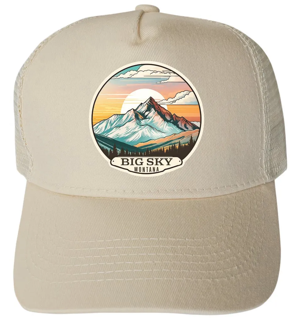 Big Sky Montana Design C Unisex Mesh Back Trucker Hat with Adjustable Snapback