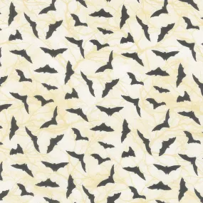 Black Cat Capers - Bats Beige Yardage