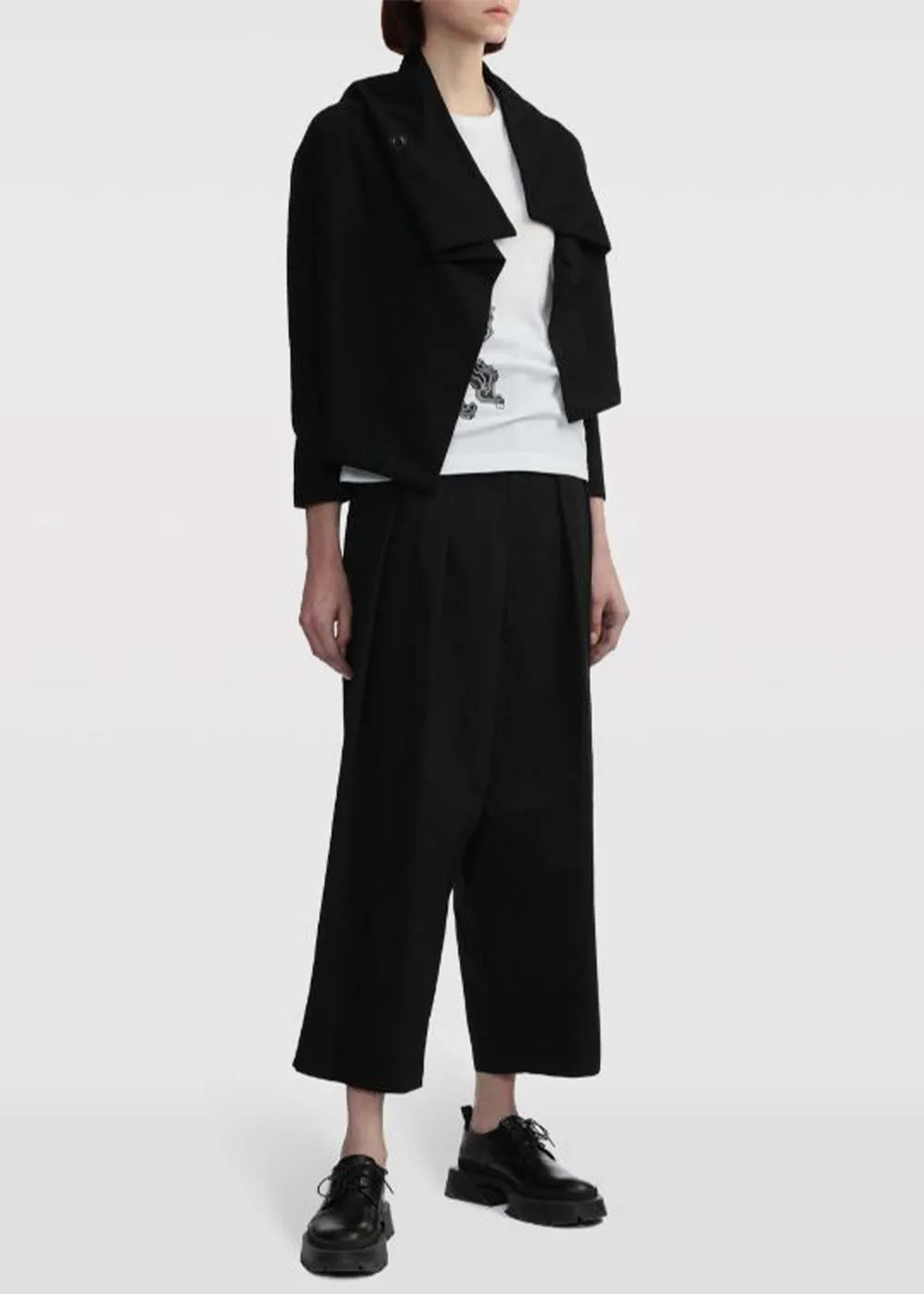 Black Cropped Asymmetric Jacket