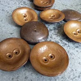 Concave Leather Button - Brown