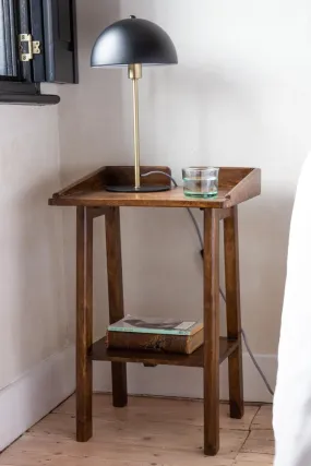 Dark Mango Wood Bedside Table With Cable Gap