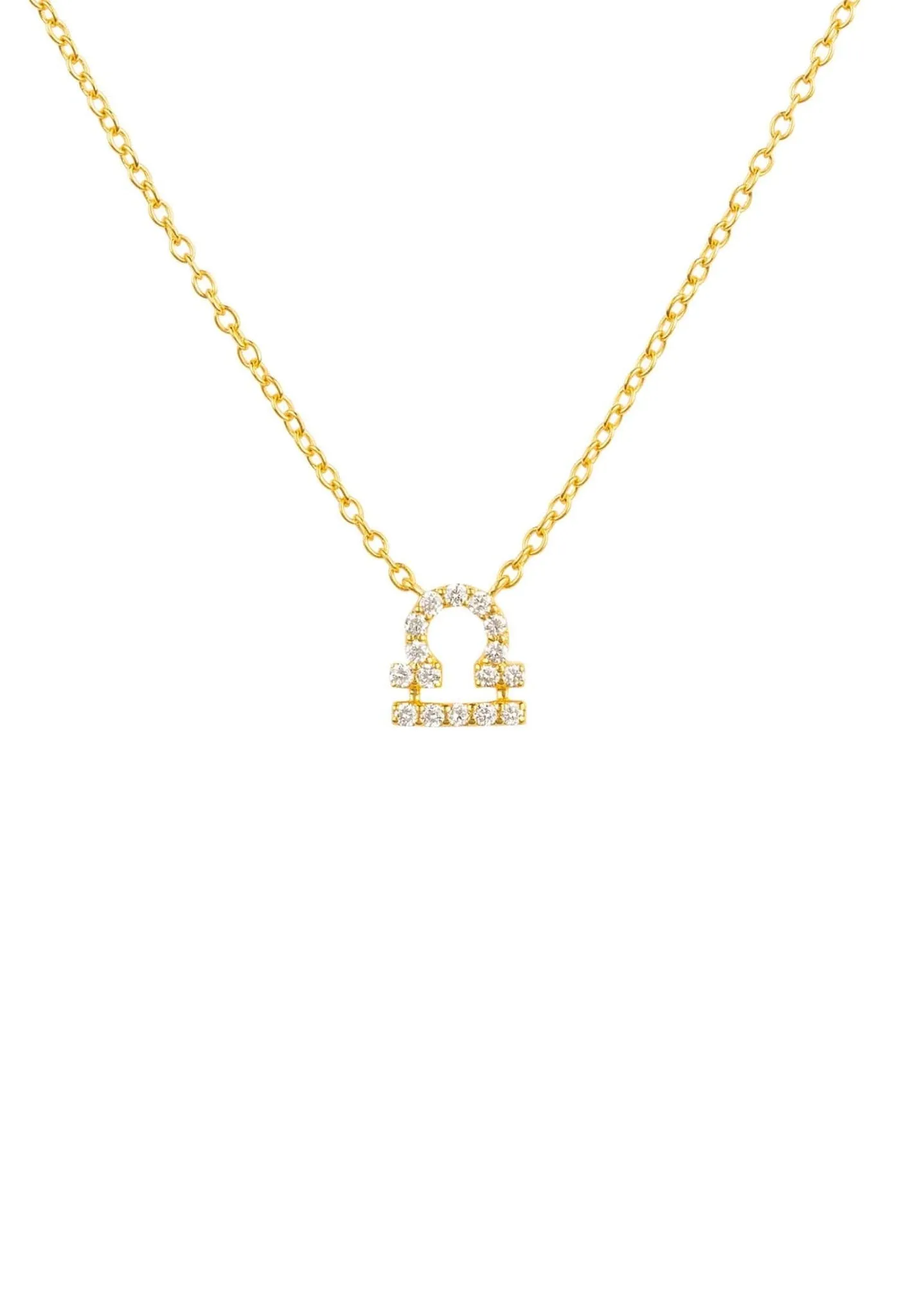 Diamond Zodiac Necklace Gold Libra