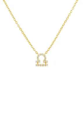 Diamond Zodiac Necklace Gold Libra