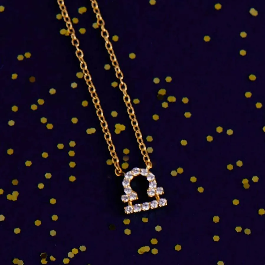 Diamond Zodiac Necklace Gold Libra