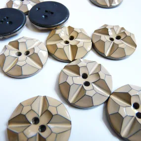 Faceted Plastic Button - Taupe