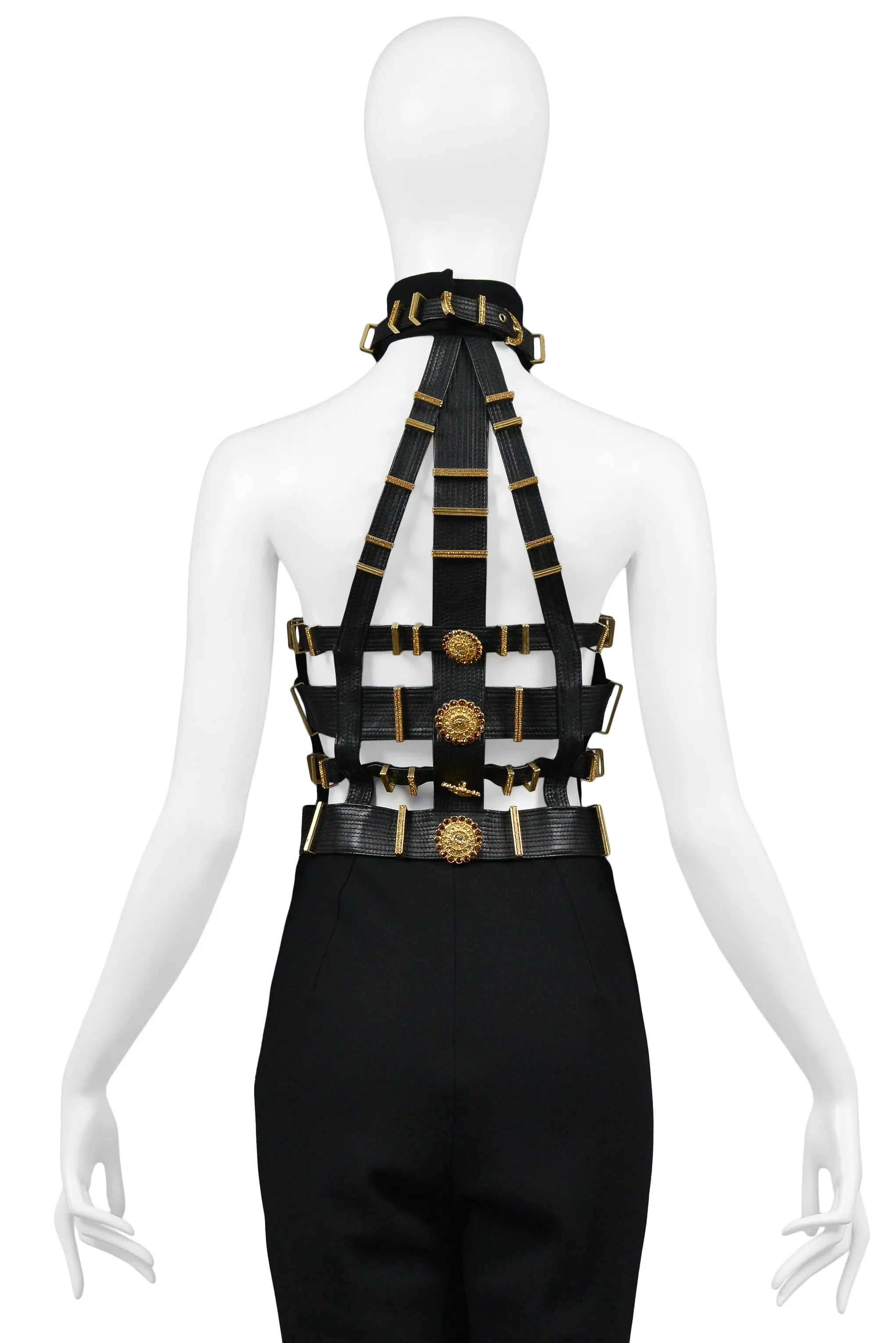 GIANNI VERSACE BLACK BONDAGE JUMPSUIT 1992