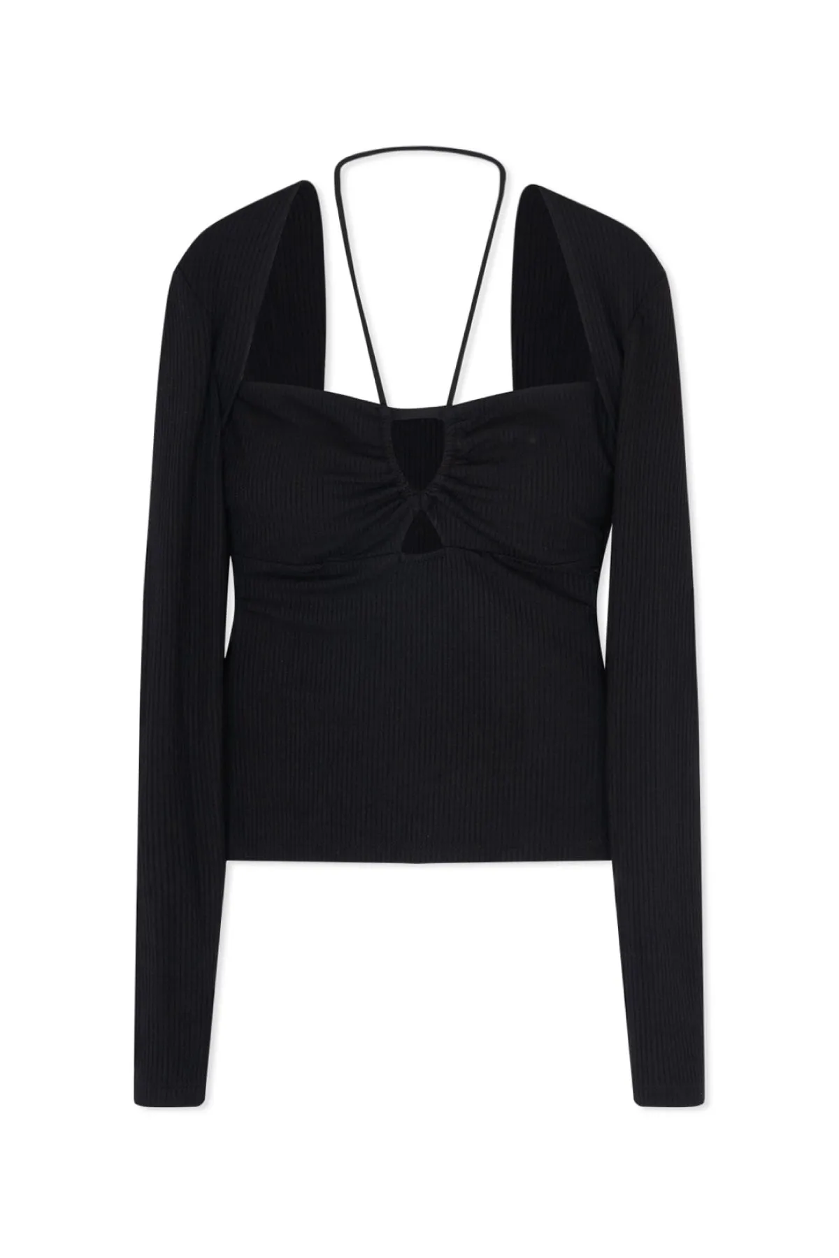 Jonathan Simkhai Merritt Rib Cutout Top - Black