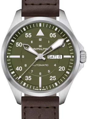 Khaki Aviation Pilot Day Date Auto Army Green Ref. H64635560