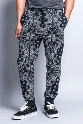 Men's Grid Bandana French Terry Jogger Pants