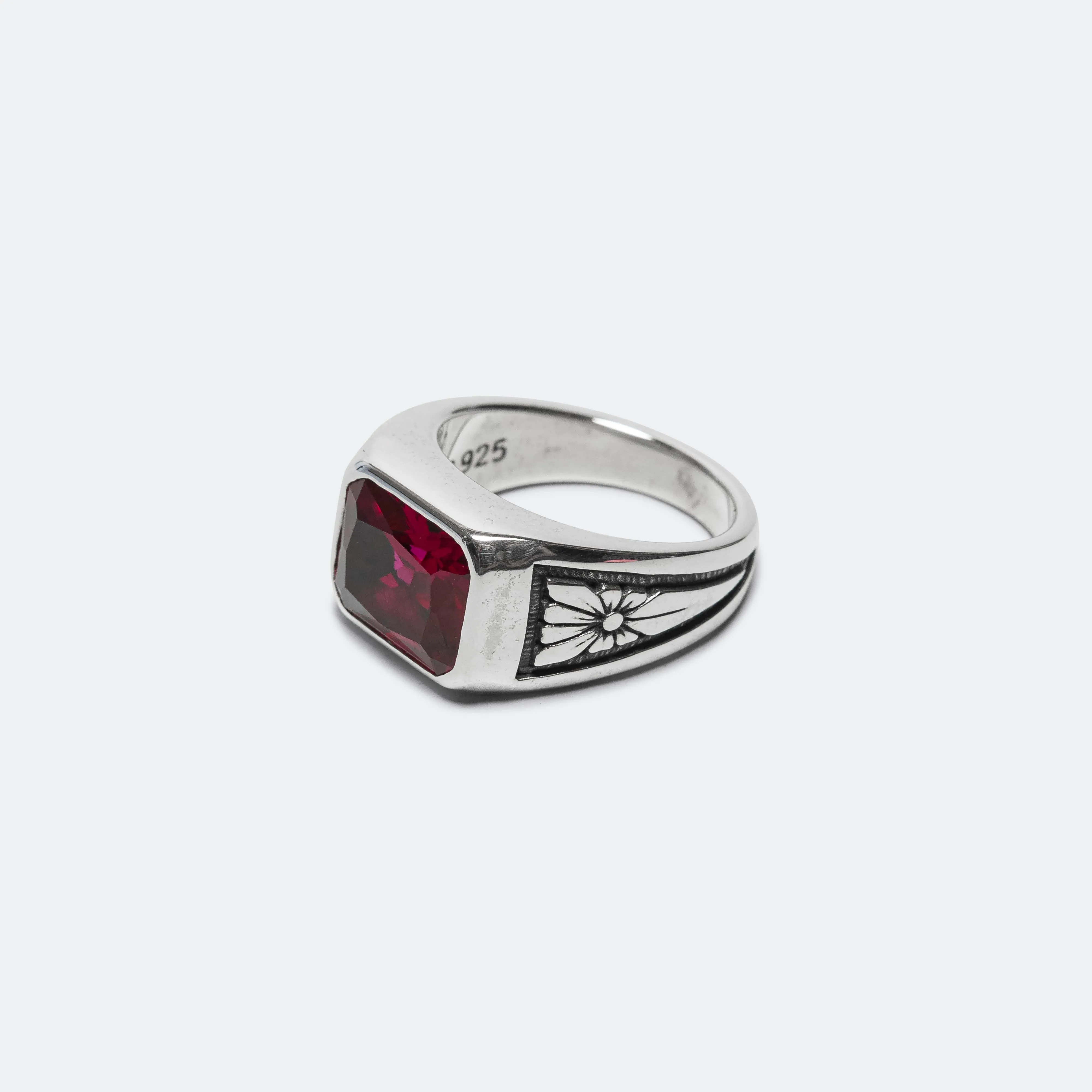 Midnight Ring Slim - 925 Silver/Ruby