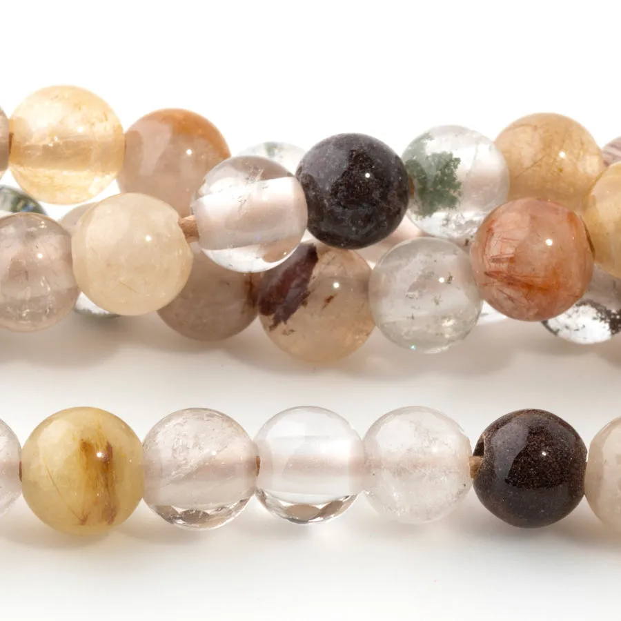 Mixed Lodalite Quartz 8mm Round - Large Hole Beads