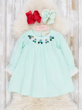 Sweet Mint Smocked Train Dress