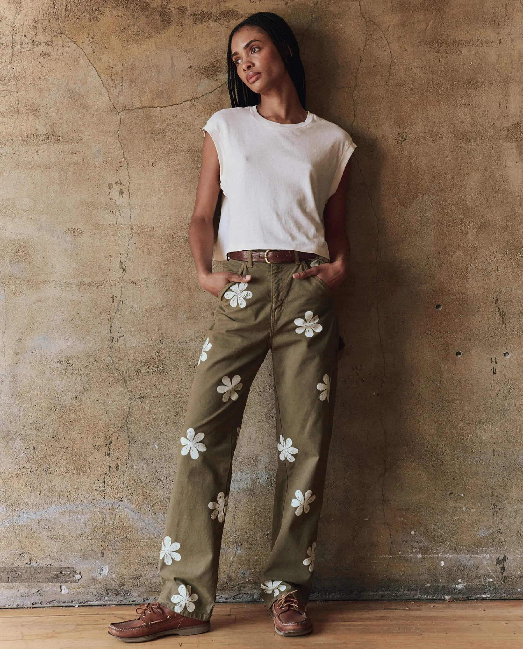 The Carpenter Pant with Daisy Stamp. -- Army